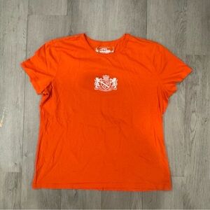 LRL Lauren Active Ralph Lauren Women's Orange Embroidered Logo Baby Tee Size Lg
